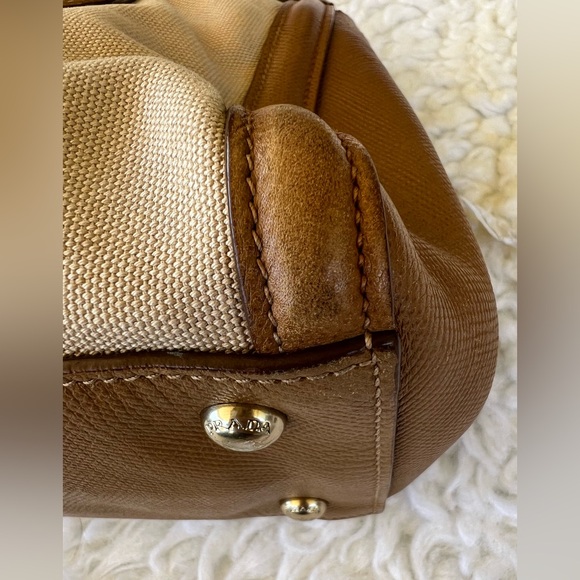 Prada Cuir Frame Convertible Tote Canvas And Saffiano Leather Bag - Picture 8 of 14